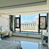 Ventanas Abatibles de Aluminio con Doble Acristalamiento Templado Low-E, Aislamiento Térmico, Insonorizadas, Resistentes a Huracanes, para Villas, Estilo Moderno Comercial