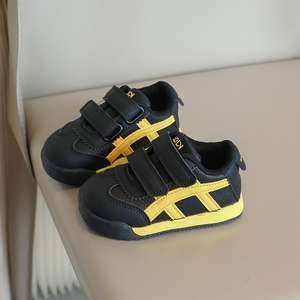 2025 primavera otoño zapatillas de deporte para niños nuevos zapatos deportivos para niñas casuales negro/plata/azul suela de goma raya niños pequeños - Product Image 1