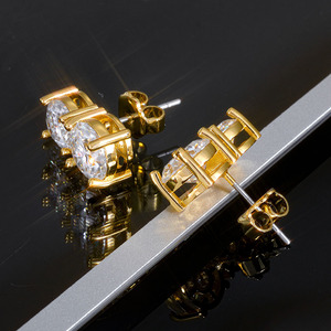 Exclusive Urban Streetwear Kite Shape GRA Moissanite Princess Cut Cluster Studs S925 Silver 18K Gold Plated Iced Out Ear Bling - Product Image 3