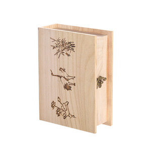 Caja de madera con forma de libro, caja rectangular de madera maciza de 21cm para almacenamiento de joyas, caja de regalo para embalaje de dulces de boda - Product Image 5