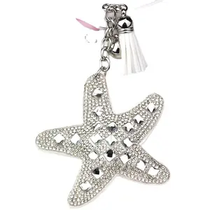 2023 new sell hot drilling glass starfish fashion tassel car small gift pendant keychain