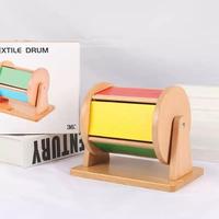 Boîtes cognitives Montessori en bois de hêtre massif et tambours textiles jouets éducatifs pour la petite enfance aides pédagogiques Montessori arc-en-ciel