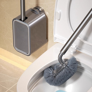 Toilet Brush Set With Holder Rectangular Durable Long Handle Ergonomic For Bathroom Cleaning - Product Image 1