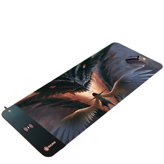 Custom Large RGB Water Resistant Gaming Mouse Pad with 15W Wireless Charging Rubber Sublimation 900x400mm