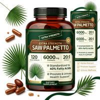 Capsules végétaliennes à marque privée OEM, extrait de palmier nain 20:1 extra fort 6000mg pour la santé de la prostate et urinaire