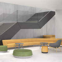 Ensemble de canapés modulaires sectionnels pour réception, design lounge, mobilier commercial rembourré en tissu pour hall d'hôtel