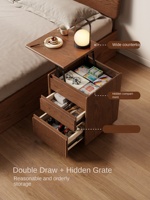 Table de chevet mobile réglable en bois massif, style mid-century, multifonctionnelle, avec roulettes CTG103