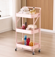 Prix de gros Chariot de rangement pliable et mobile à 3 niveaux pour légumes et fruits, grande capacité, pour la cuisine et la maison