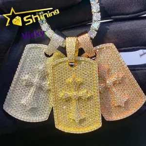 Shining Iced Out Fine Jewelry Luxury 925 Sterling Silver Gold Plated Pendant Custom Hip Hop Moissanite Pendant