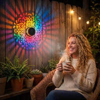 Lámpara de Proyección Solar Mandala de 7 Colores Cambiantes, IP65 Impermeable, Decoración Automática para Cercas Metálicas, Terrazas, Postes, Patios y Jardines