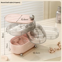 Ours à rayures de luxe léger 3/4 couches Organisateur de maquillage Dressing bijoux porte-cosmétique Rotatif Bureau Câble de données Boîte de rangement