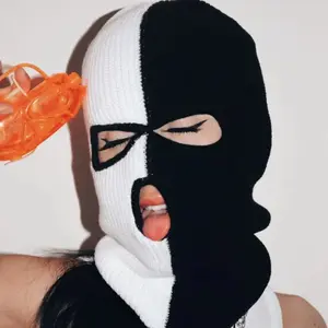 Hai Tone Màu Bán Buôn Mặt Hat Nữ Beanie Thiết Kế Tùy Chỉnh Dệt Kim Balaclava Đồng Bằng Trượt Tuyết Mặt Nạ Hat