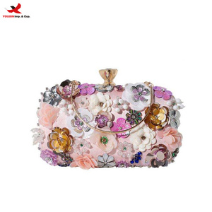 Luxury Women Evening Bags Chain Shoulder <b>Clutch</b> with Flower Diamonds Embroidery Fashionable Purse Handbags RTS Bulk Mixed Order - Product Image 1