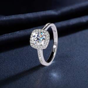 S925 Sterling Zilver Moissanite Princess Vierkante Platina Diamant Simulatie Ring Verlovingsring Trouwring - Product Image 1