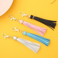 Porte-clés à pompon en cuir PU de haute qualité à prix abordable, accessoire doré pour filles