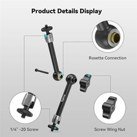   Bras articulé réglable de 9,8 pouces avec vis filetée de 1/4 de pouce pour moniteur LCD/lampes LED - 2066B
