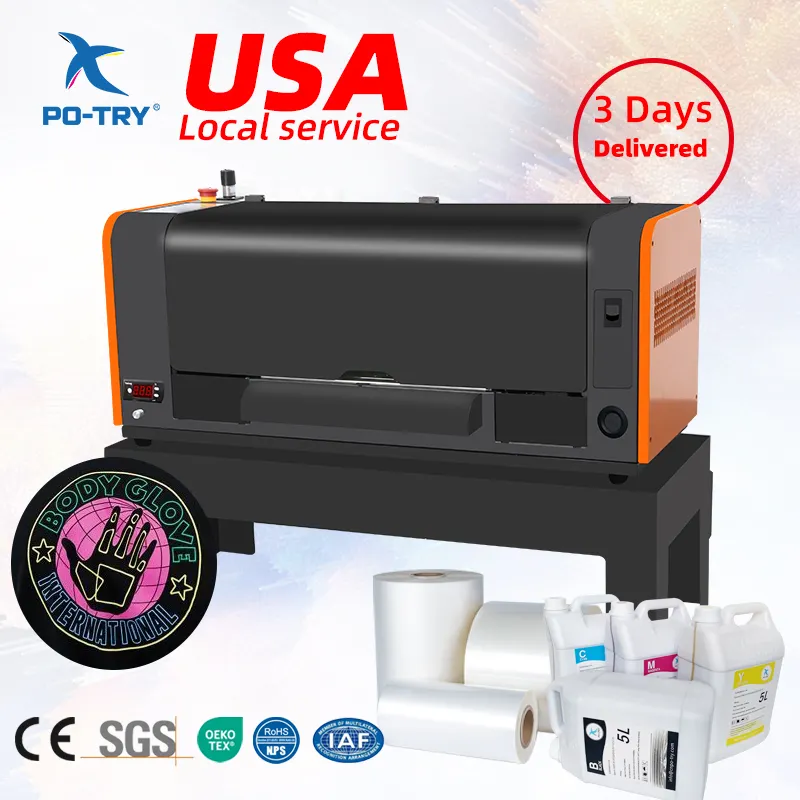 PO-TRY dtf printer dtf printer with powder shaker and oven digit t shirt a3 dtf printer i3200 printing machine