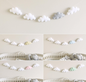 Felt Cloud Garland Party Banner Cloud <strong>Nursery</strong> Decor Baby Shower <strong>Bunting</strong> - Product Image 5