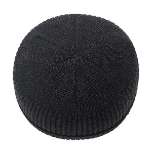 Ski Cap Knitted Hat Warm Windproof Solid Color Cotton Adult Unisex Winter Hat - Product Image 5