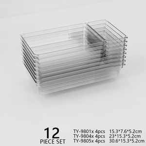 Set di Organizzatori per Cassetti Rettangolari in 5 Misure, Moderni Contenitori in Plastica PET per Camera da Letto e Bagno, per Cosmetici - Product Image 4