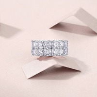 Zanlong 13840 5mm Moissanite 2 rangées hommes femmes bijoux fins glacé 925 argent Sterling VVS Moissanite bague d'éternité de luxe