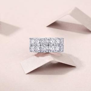 Zanlong 13840 5mm Moissanite 2 baris Pria Wanita Perhiasan halus Iced Out 925 perak murni VVS Moissanite cincin keabadian mewah - Product Image 3