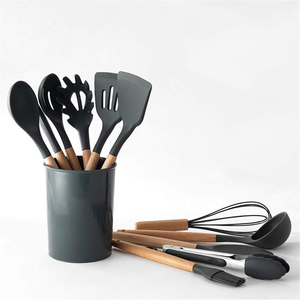 Kitchenware12 Piece Wooden Kitchen <b>Cooking</b> <b>Utensil</b> Set <b>Silicone</b> - Product Image 4