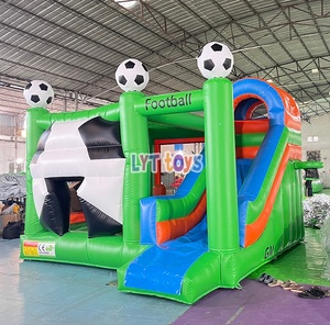 Castello Gonfiabile Multifunzionale con Scivolo e Area Salto a Tema Calcio per Feste in Giardino - Product Image 2