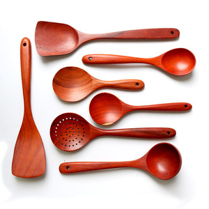 Wooden Spoon And Spatula Kit 5 Pieces Burmese Rosewood Non Stick For Cooking Stirring Serving - Product Image 4