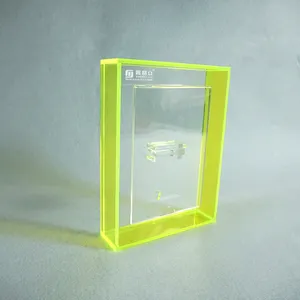 Cadre en acrylique transparent vert néon avec logo personnalisé transparent personnalisé boîte d'ombre photos photos