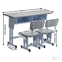 Ensemble bureau d'étude et deux chaises pour enfants, hauteur réglable, pour chambre d'enfant, salle d'étude, fournitures scolaires, table bleue et blanche