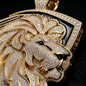 Pendentif personnalisé spécial en moissanite VVS, plaqué or, argent sterling 925, passe le test du diamant, pendentif lion, hip-hop, unisexe - Product Image 2