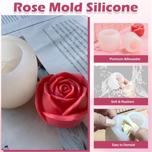 Moule <span class=keywords><strong>en</strong></span> silicone 3D <span class=keywords><strong>en</strong></span> forme de rose <span class=keywords><strong>pour</strong></span> la fabrication de bougies, de <span class=keywords><strong>savon</strong></span>, de chocolat, de fondant, de pâtisserie DIY, résistant à la chaleur, écologique, flexible, antiadhésif - Product Image 4