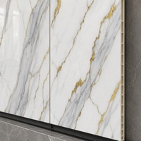 Panneau mural décoratif WYRAX pour intérieur de magasin, feuille de marbre PVC Calacatta blanc doré 3,0 mm 1220x2440 mm, finition brillante pour présentoir de magasin
