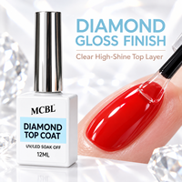Gel de finition diamant sans résidu UV LED, effet cristal super brillant, fournitures professionnelles pour salon de manucure, fabrication en marque privée