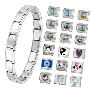 Flower Charm Bracelet Links Pearl Inlay Tin Alloy Unisex Jewelry Gift DIY Modular Bracelet Components - Product Image 2