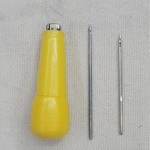 Yellow Plastic Handle <b>Leather</b> Punch <b>Tool</b> With Metal Needle For Shoe Repair And Sewing Applications - Product Image 1