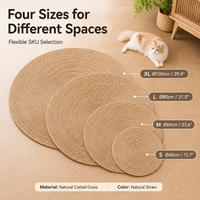 Tapis à gratter pour chat en nénuphar naturel écologique OEM, tissé à la main, rond, résistant à l'usure, sans perte de fibres, pour chats