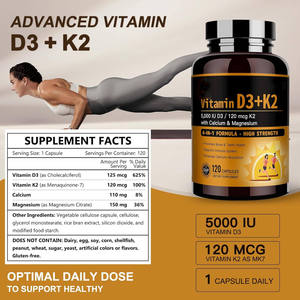 OEM Private Label Vitamine <span class=keywords><strong>D3</strong></span> en K2 <span class=keywords><strong>10000</strong></span> IE Volwassenen Immuunondersteuning & Verbeterde Botdichtheid Calcium Magnesium Zink 120 Capsules - Product Image 5