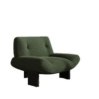 Fauteuil individuel en bois massif style Yazhi, design nordique décontracté, rembourré en peluche, pour salon et maison