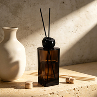Flacon diffuseur de luxe personnalisé vide en verre ambré de 300 ml avec bâtonnets parfumés – Bouteille en verre élégante