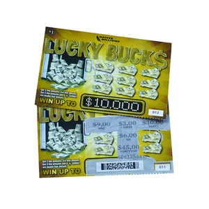 Lucky bucks tema lojas bilhetes de arranhão com código de barras 2d