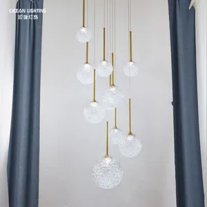 Custom Modern Simple Ball Shape Nordic Lamp Dining Room Bedroom Aluminum Linear Led Glass Round Pendant Lights