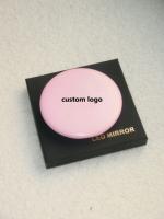 Miroir de poche compact double face portable avec lumière LED, petit et mignon, rose, avec logo personnalisé, idéal pour le maquillage et les voyages