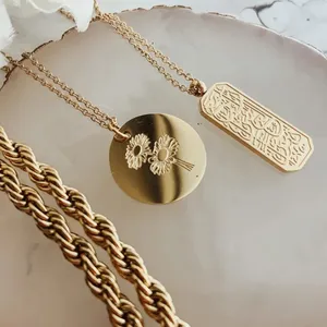 Islamic religious jewelry Trust Tags Pendant necklace calligraphy embossed necklace for women and men