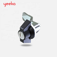 Loquet de panneau à quart de tour Yeeka série 1402 professionnel en alliage de zinc noir avec poignée en T et bouton double aile pour armoire serveur