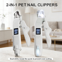 Coupe-ongles et ponceuse électrique 2-en-1 pour animaux de compagnie avec double éclairage LED, tondeuse silencieuse pour ongles de chien, kit de toilettage rechargeable USB-C