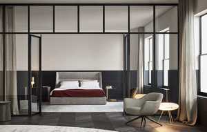 Italiaanse Minimalistische Frosted Doek Stille Luxe Massief Houten Frame Hoofdslaapkamer Dubbele Queen Size <span class=keywords><strong>Bed</strong></span> Atmosferische Trouwbedset - Product Image 4