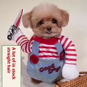 Productos de Atuendos Personalizados 2025 Lindo Disfraz de Halloween de Chucky para Mascotas Perro y Gato - Product Image 4