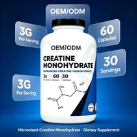 Capsules de créatine micronisée OEM ODM pour soutenir la force musculaire, les performances sportives, complément alimentaire sportif, 60 capsules